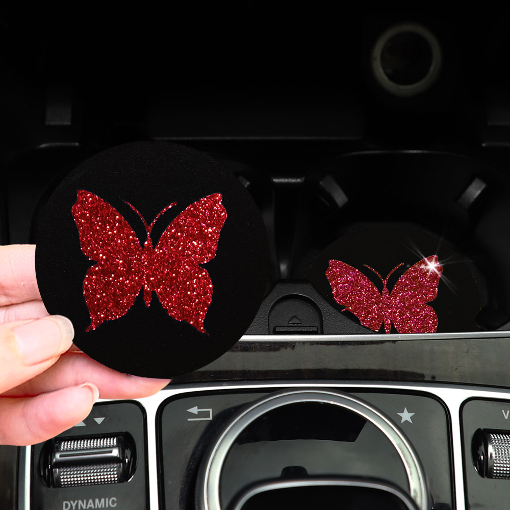 Two Cute Pink Butterflies Glit - đánh giá và giá Car Accessories For Women